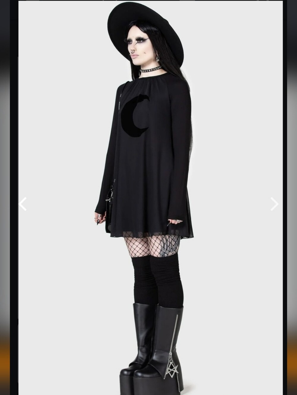 Killstar Black Crescent Moon Long Sleeve Dress - Picture 3 of 12